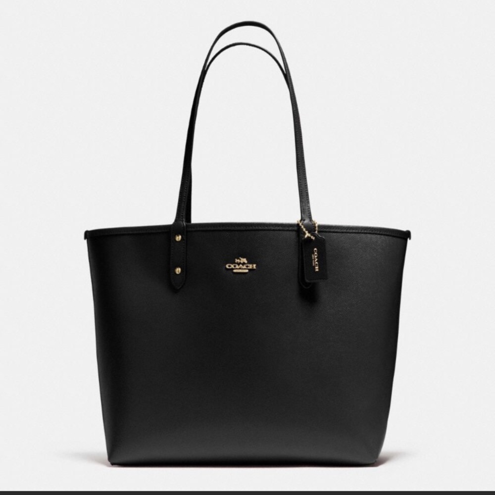 Coach Brown Signature Canvas Tote with Black Trim - Picture 8 of 15